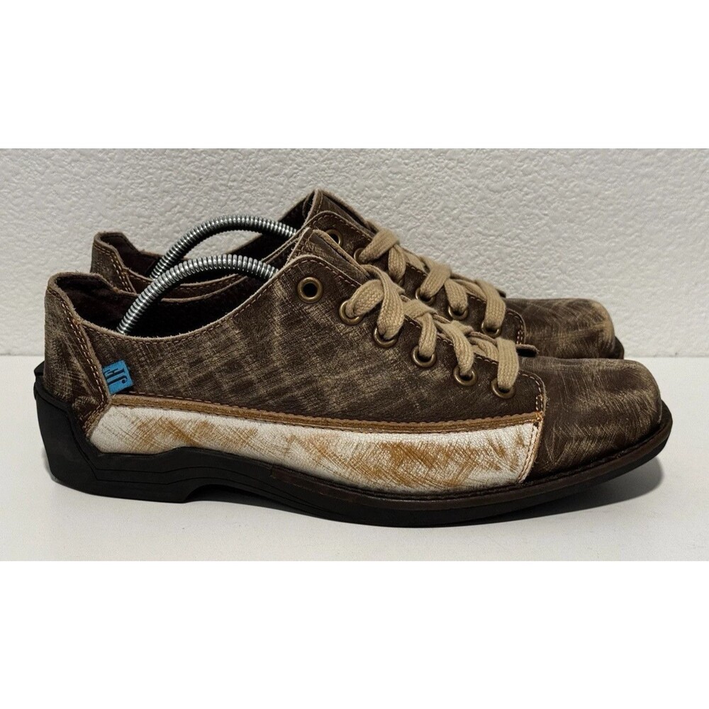JOHN FLUEVOG Distressed Leather Shoes Sz 11 Brown Tough Love Sucks Unique Artsy - Picture 6 of 16